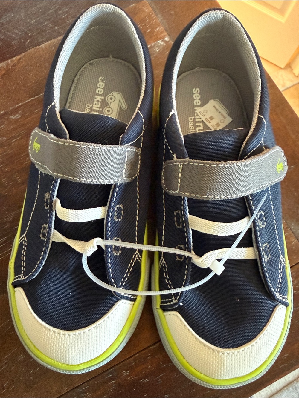 See Kai Run Navy, Gray & Lime Kids Velcro Sneakers